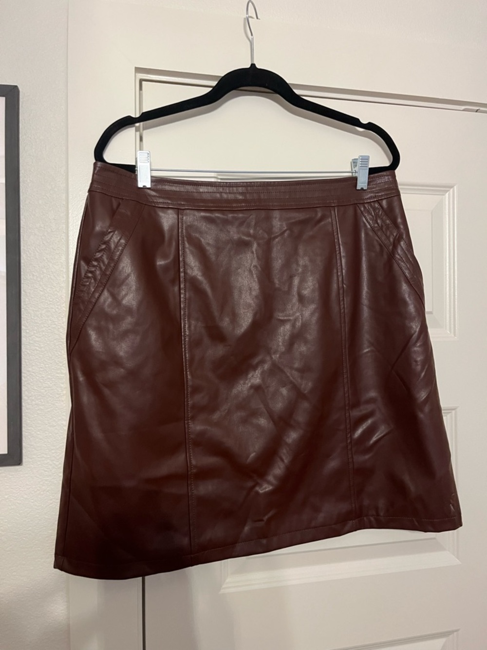 A-Line Faux Leather Skirt - Dark Brown